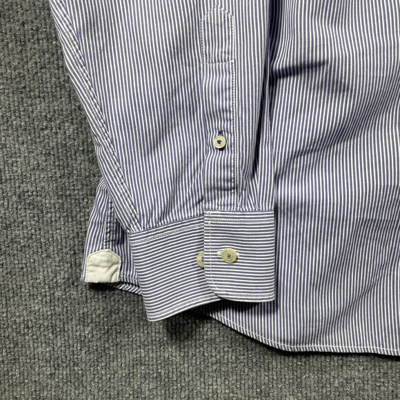 American Eagle Vintage Fit Button Up Shirt Men's XXL Blue/White Striped Preppy - Picture 2 of 10